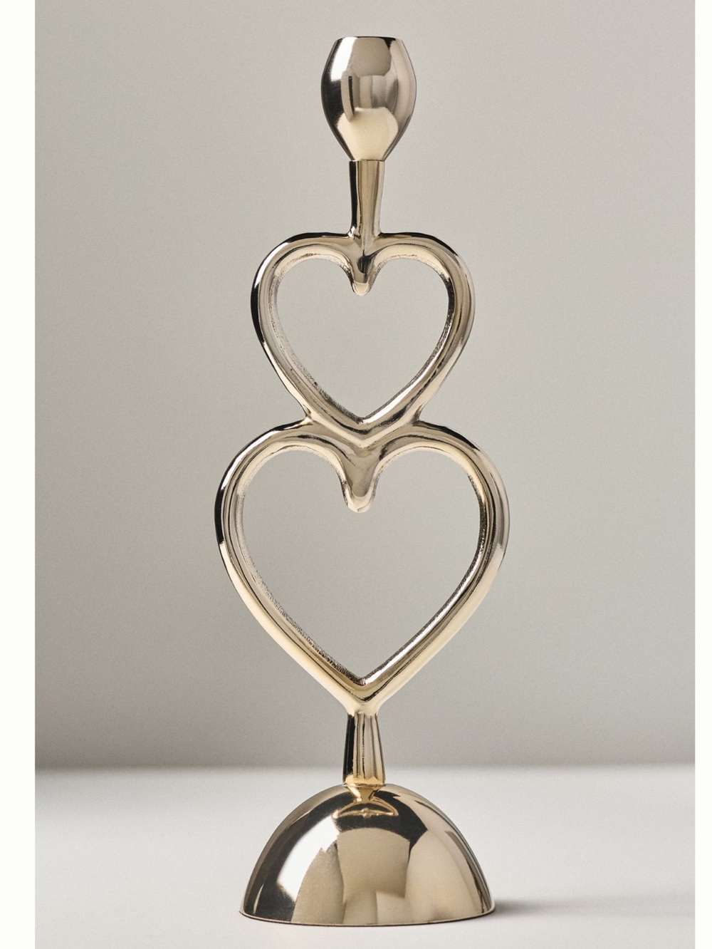 Anthropologie Gold Heart Candleholders Taper Candles New Champagne Stacked Heart